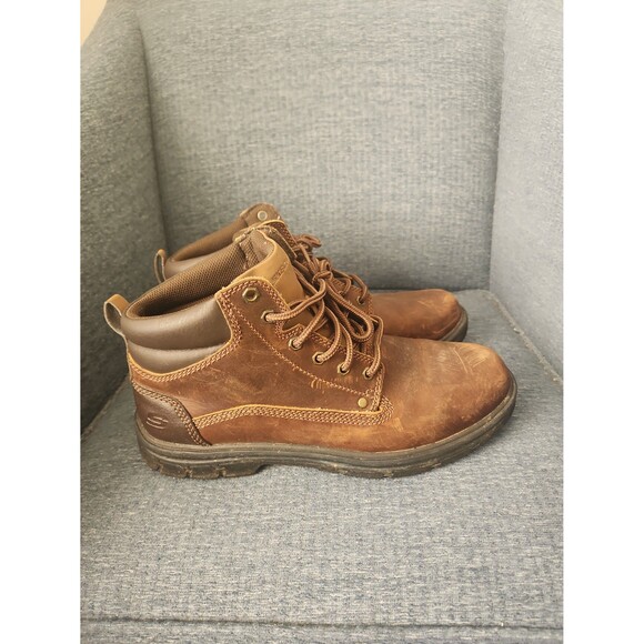 Skechers Men's Relaxed Fit Segment Garnet Dark Brown Leather Boots Size 9.5 - Picture 1 of 10